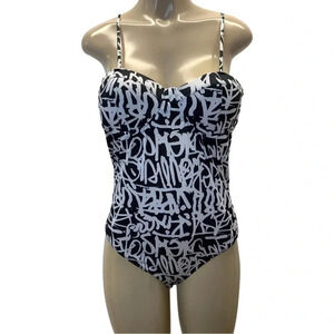 Glam Rocks Size XL Graffiti Print Bodysuit With Padded Cups. New With Tags